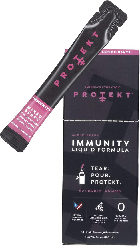 IMMUNITY Liquid Formula - Immune Support with Zinc and Vitamin C - Sugar-Free Antioxidant Drink Mix Packets