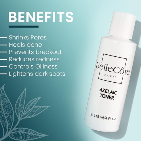 Skin Care Acne Treatment Toner - 10% Azelaic Acid, 2% Salicylic Acid, Tea Tree Oil Serum for Acne and Rosacea | 4oz