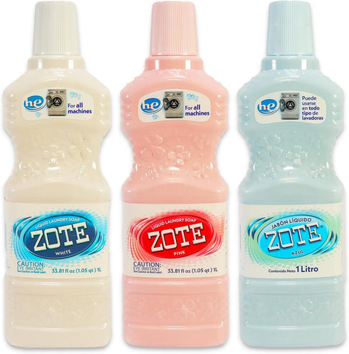 Platinum Series Pack 3 3 Pack Zote Liquid Soap Variety - Bundle with Bottles of Detergent Including Azul, Blanco, Rosa