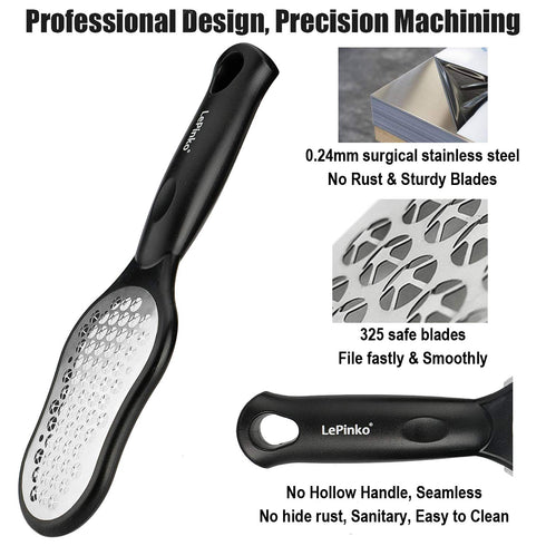 LePinko 2PCS Foot Scrubber Set, Updated Blades, Powerful Pedicure Tool for Callus Removal, Use in Shower or Dry
