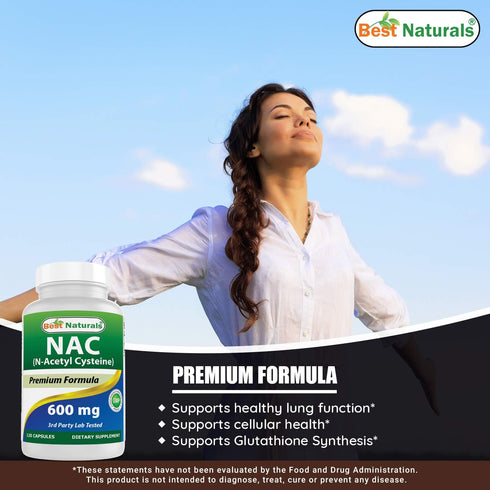 Best Naturals NAC - N Acetyl Cysteine 600 mg 120 Capsules - Powerful Antioxidant