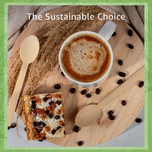 Bamboo Spoons Set, 100 Biodegradable Utensils, Reusable or Disposable Eco-Friendly Flatware for Parties