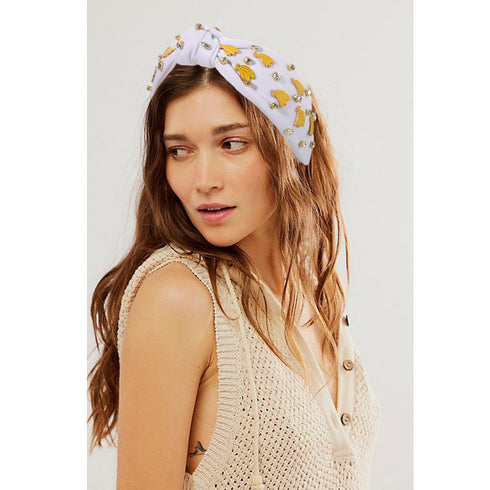 Summer Fruit Headbands for Women, Tropical Strawberry Pineapple Banana Watermelon Jeweled Rhinestone Knotted Hair