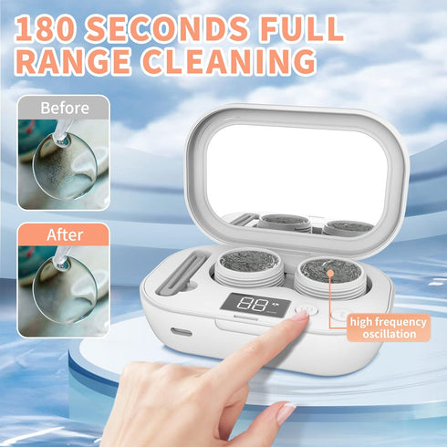 mUGLE Portable Ultrasonic Contact Lens Cleaner with USB Charger - Fit Disposable Soft, Colored & RGP Lenses - Travel