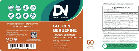 4-in-1 Berberine Supplement 1500mg 60 Capsules for Glucose Support, Immunity, Gut & Heart Health