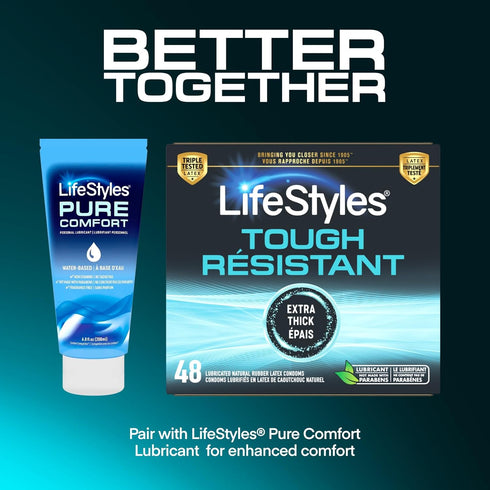Pack, 48 Count Lifestyles Tough Natural Rubber and Lubricated Latex Condoms Value