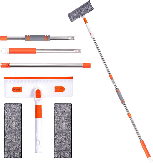 Keyloland Professional Window Squeegee 2-in-1, Window Cleaner with 55" Extension Pole, Premium Squeegee