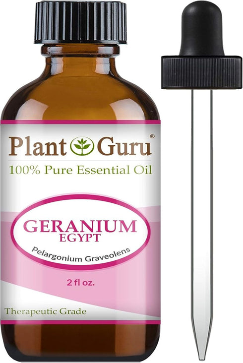 Plant Guru Geranium Essential Oil - 2 oz - 100% Pure Undiluted Therapeutic Grade