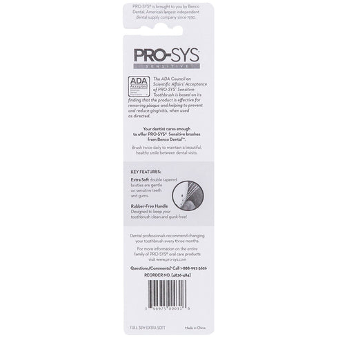 Pack 4 PRO-SYS Extra Soft Toothbrush with Double Tapered Bristles for Extra Sensitive Gums, of (ADA Accepted)
