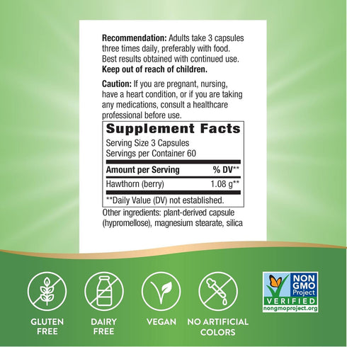 Nature's Way 180 Hawthorn Berries - Traditional Support for Heart Health* - Non-GMO Project Verified - Herbal