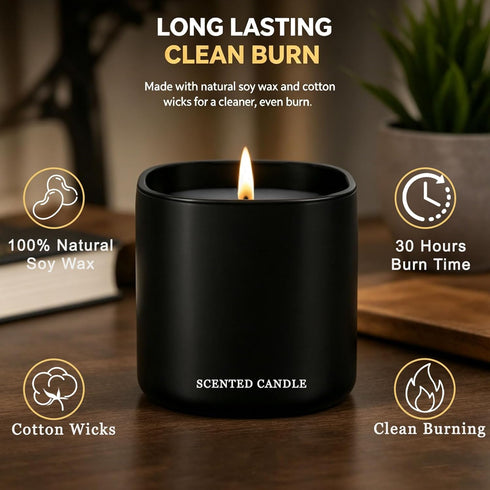 Set 3 Pack Men's Scented Candle Gift - Natural Soy Candles for Men,Teakwood, Sandalwood & Vanilla - Masculine