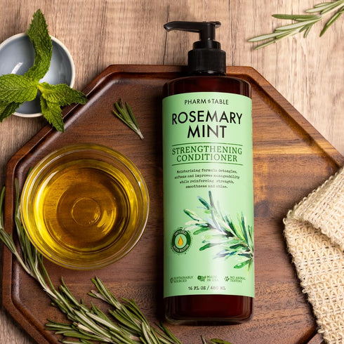 PHARM TO TABLE Rosemary & Mint Conditioner, 480ml for Men and Women, Moisturizes Dry Hair