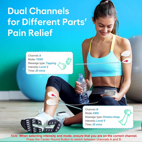 Mini Electronic Pulse Stimulator - Easy@Home TENS Unit Muscle Massager for Pain Relief Therapy