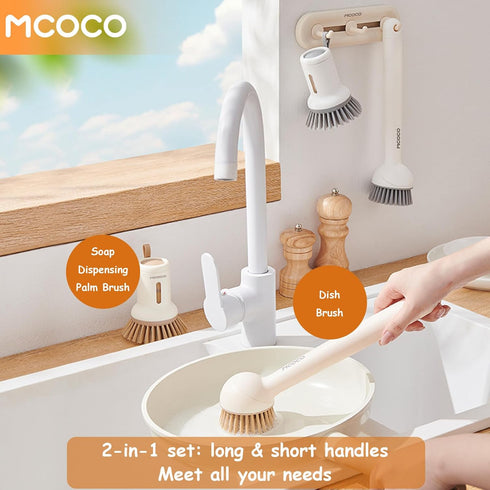 Set Dish Brush with Soap Dispensing Palm Brush Dish Scrub Brush with Soap Dispenser Palm Dish Brush Kitchen Cleaning