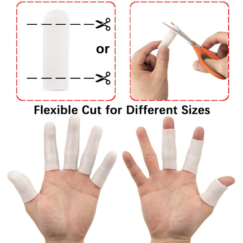 ANCIRS Gel Finger Support Protector Gloves, Silicone Fingertips for Cracking Hands, Eczema Skin (20pcs White)