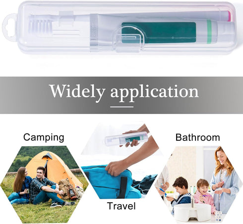 Toothbrush Travel Case 2 Pack, Clear Plastic Holder for Toothbrush & Toothpaste, Portable Size 7.87 x 1.85 x 1.18”