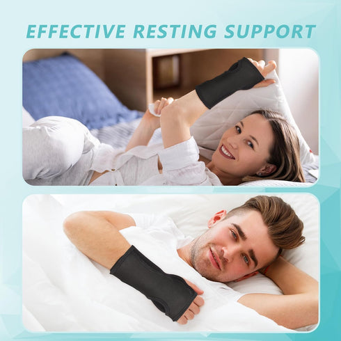 2 Pack Night Wrist Sleep Support Brace, Adjustable Compression Splint for Carpal Tunnel Tendonitis Pain Relief