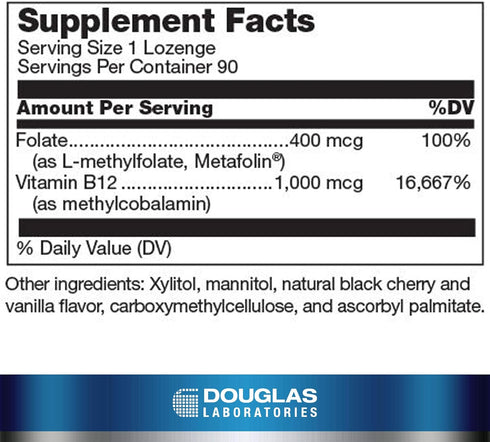 Douglas Laboratories Methyl B12 Plus | Supports Metabolism, Energy, Blood Cell Production, Nervous System, and Hormones* | 90 Lozenges