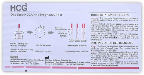 BlueCROSS 10 MIU Early Pregnancy Test Strips, HCG Test Strips, Pack of 10