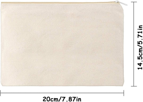 16 Pack Multi-Purpose Cosmetics Bag with Zipper Canvas Makeup Pouches Travel Toiletry Bag Pen Pencil Bag Blank DIY Craft Bag (M, Beige) by meekoo