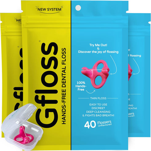 Hands-Free Dental Floss, 120 Count, Pack of 3 with Travel Case, Easy to Use Flossers for Adults