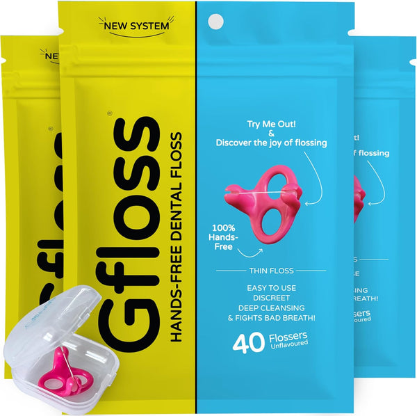 Hands-Free Dental Floss, 120 Count, Pack of 3 with Travel Case, Easy to Use Flossers for Adults