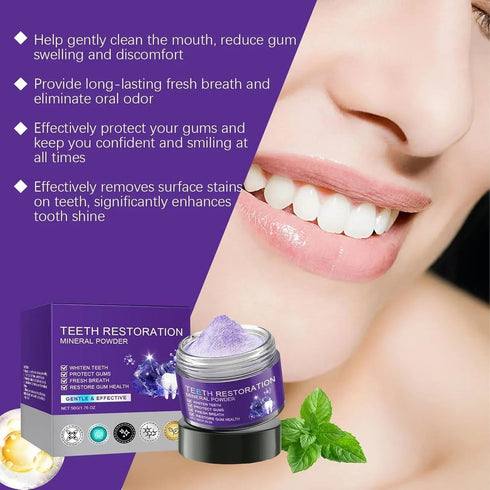 WUBLSYAN (50G) Teeth Restoration Mineral Powder, Purple Dental Restoration Mineral Powder, Effective in Strengthening