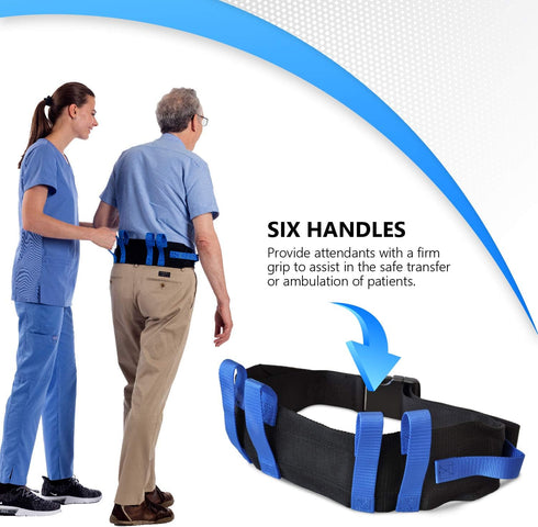 NYOrtho Gait Belt (275lbs) - Transfer Belt with 6 Heavy Handles, Adjustable 28” to 55”