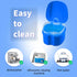 Denture Cup Dental Retainer Case - Dark Blue Cleaning Holder with Strainer Basket for Mouthguard Storage