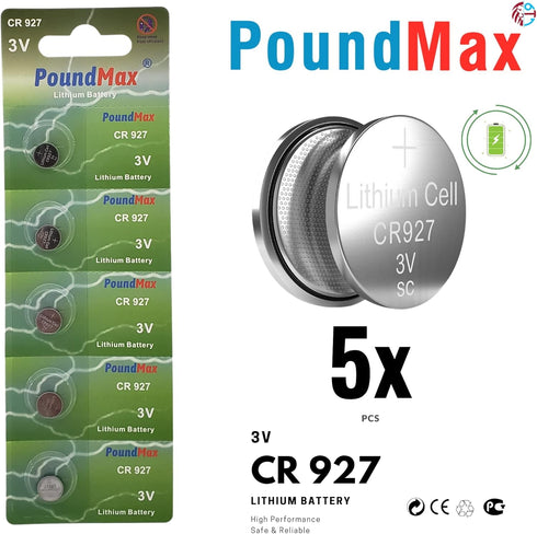PoundMax 927 3v Pack 5 Count CR Batteries Lithium Button Cell Battery Combo