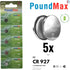 PoundMax 927 3v Pack 5 Count CR Batteries Lithium Button Cell Battery Combo