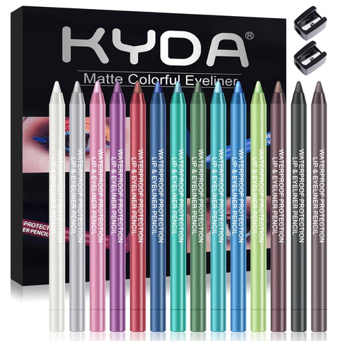 Ownest 14 Colors Eyeliner Pen Set, Pearl Metallic Eyeliner Kit for Women, Colorful Eye Makeup