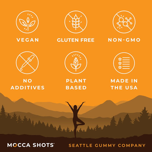 SGC Seattle Gummy Company Caffeine Energy Gummies 12-Pack - Orange Chocolate Mocha Energy Chews, Nootropic, Vegan,