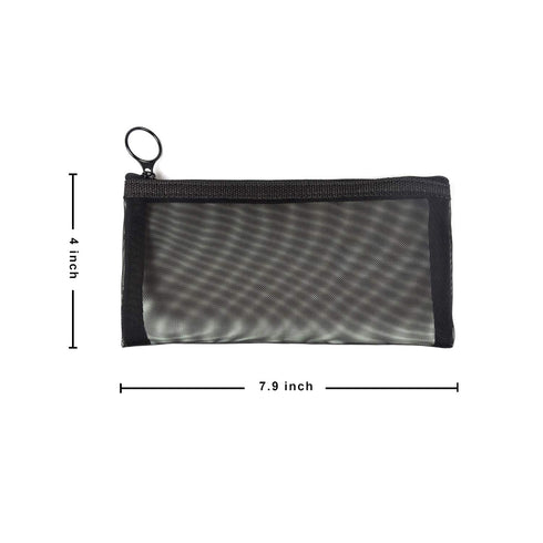 patu Zipper Mesh Bags, Long Case, 5 Pieces, Black Travel Toiletry Kit Set, Beauty Makeup Cosmetic Accessories Organizer