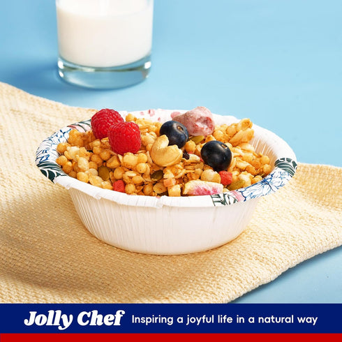 JOLLY CHEF 156 Count Paper Bowls 16 oz, Soak Proof and Cut Proof Microwave Safe Disposable Bowls