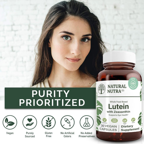 Natural Nutra Lutein and Zeaxanthin Supplement - 30 Capsules for Eye Health, Gluten Free, 20mg