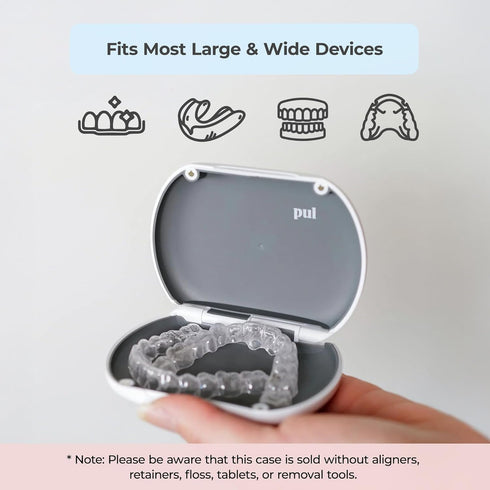 PUL Clear Aligner & Retainer Case for Invisalign, Dental Removables, Plastic Holder with Secure Magnet Closure