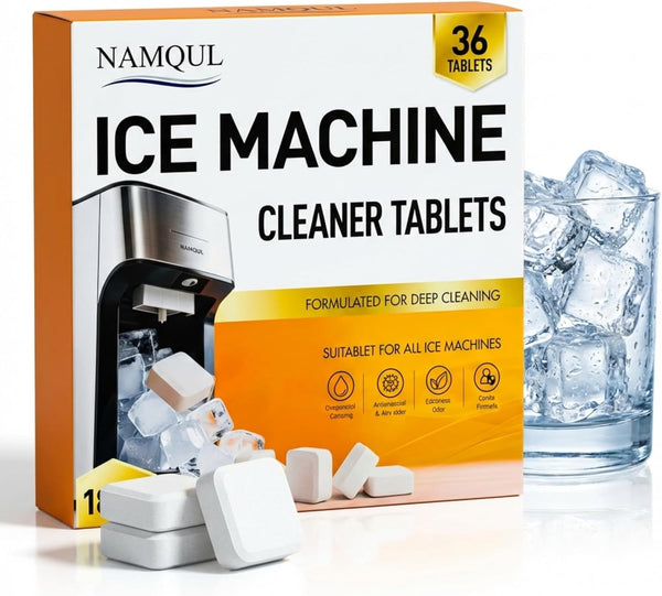 NAMQUL Ice Machine Cleaner Tablets (36 Tablets), Ice Maker Cleaner & Descaler, Nickel