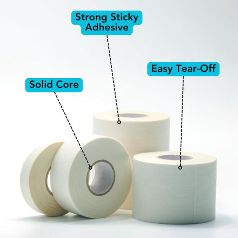 Iconikal 4-Pack White Athletic Tape, Easy Tear Sports Tape, 1.5” x 24 Feet Each Roll, Extra Strong, No Sticky Residue