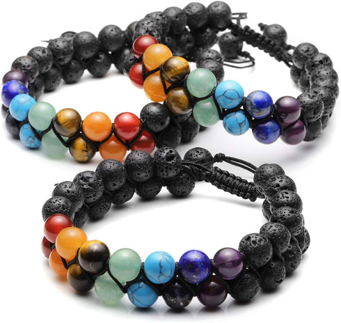 Top Plaza Bead Chakra Bracelet - 7 Chakras Healing Crystals Yoga Stone Beads for Meditation & Relaxation for Men & Women
