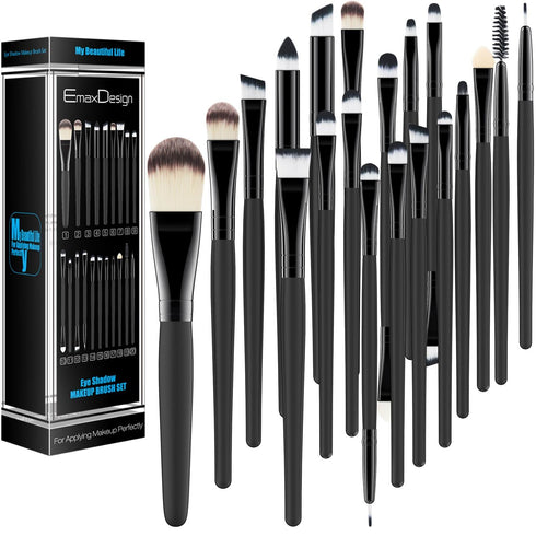 20 Pieces Makeup Brush Set, Professional Face Eye Shadow Eyeliner Foundation Blush Lip Brushes, Powder Liquid Cream Tool