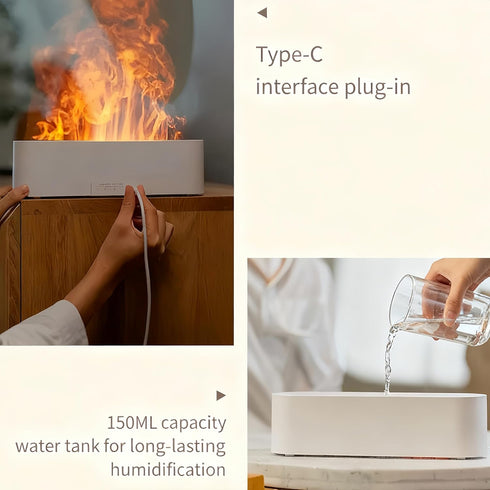 HMFREE 150ml 7 Essential Oil Diffuser, Fireplace Fire Flame Aromatherapy Diffuser, Ultrasonic Cool Mist Humidifier