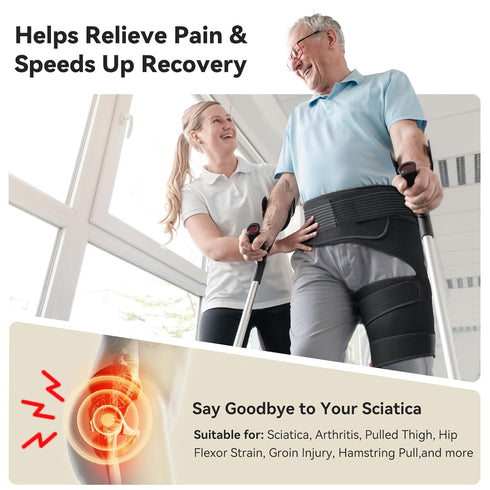 Hip Brace for Women & Men, Sciatica Pain Relief Devices, Adjustable Compression Wrap Support for Arthritis, Pulled
