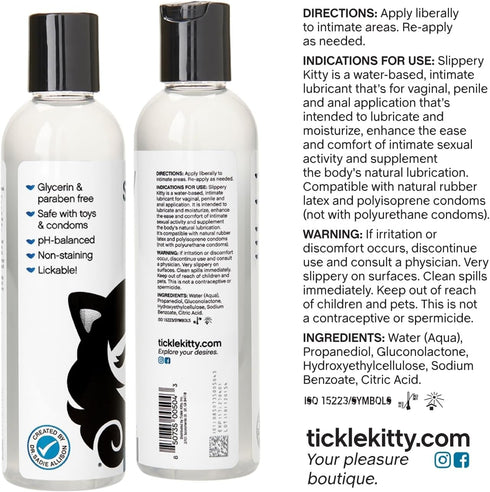 Slippery Kitty 4 Oz Water-Based Lubricant with Natural Ingredients, Sensitive Skin-Friendly, Realistic Feel. For Women