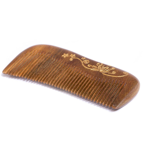Wooden Hair Comb, Fine Tooth Sandalwood Comb for Women, No Static Detangling