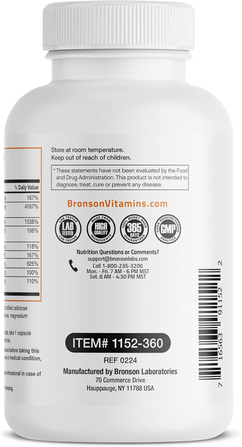 Bronson Vitamin B Complex with Vitamin C - 360 Vegetarian Capsules for Immune Health, Energy Support