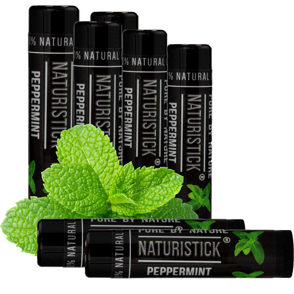 Naturistick Premium Beeswax Lip Balm, 100% Natural Lip Care for Dry, Chapped Lips, 7 Pack Black Peppermint, Made in USA
