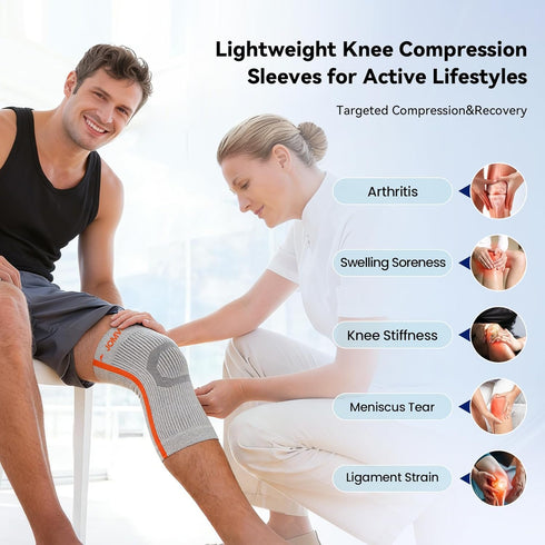 JOMVD Knee Compression Sleeve for Men & Women Knee Brace for Knee Pain, Arthritis, ACL & Meniscus Tear, Circulation