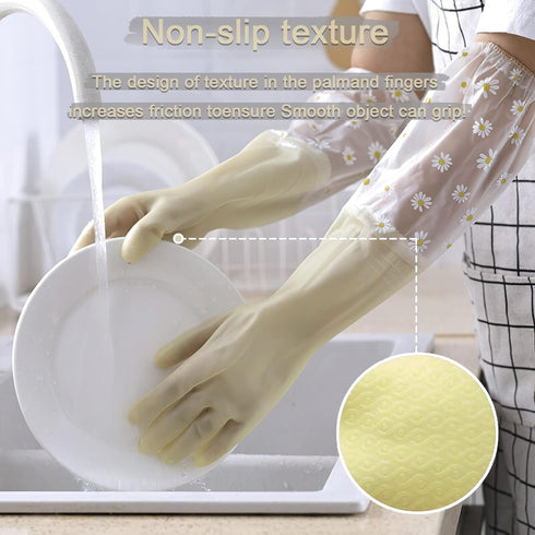 3 Pairs Dishwashing Cleaning Gloves, Reusable Rubber Gloves, Non-Slip Laundry Kitchen Gardening Household Gloves