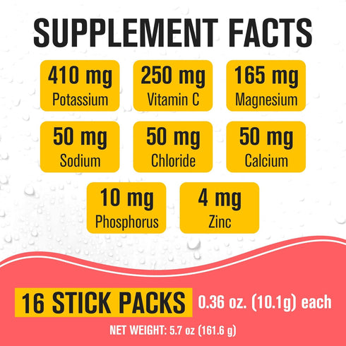 Packets, 16 Packs, NaturalSlim Hydration & Energy Drink Mix with Prebiotics, Gut Health Support, Electrolytes Powder